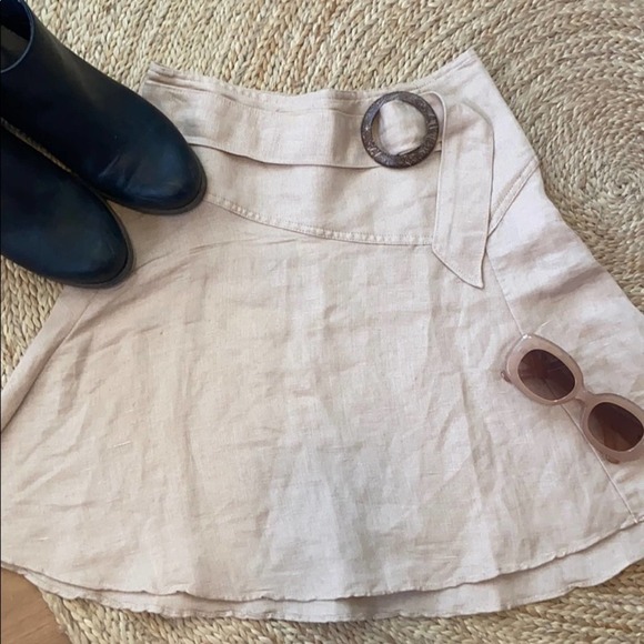 Free People Higher Ground Mini Linen Skirt Beige size 0 - Picture 9 of 9